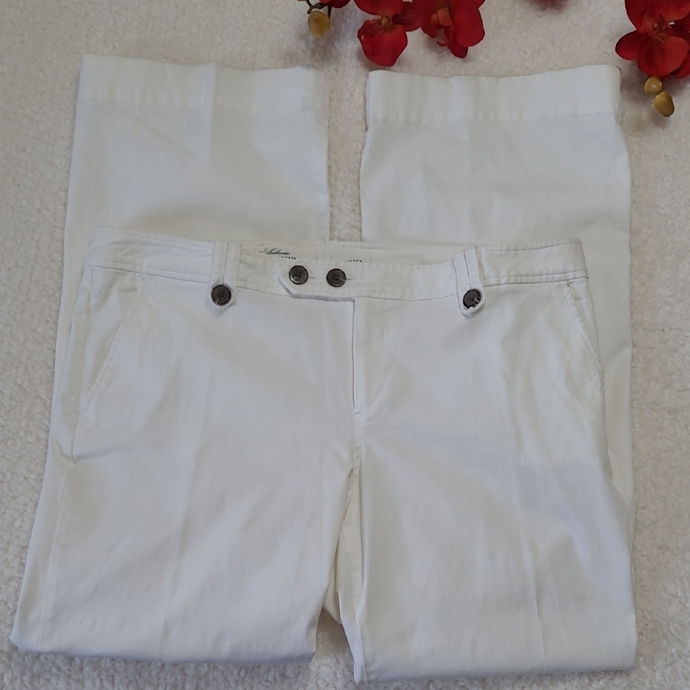 Womens White Pants Stretch Authentic Old Navy Wide Straight-Leg Low Waist 14S